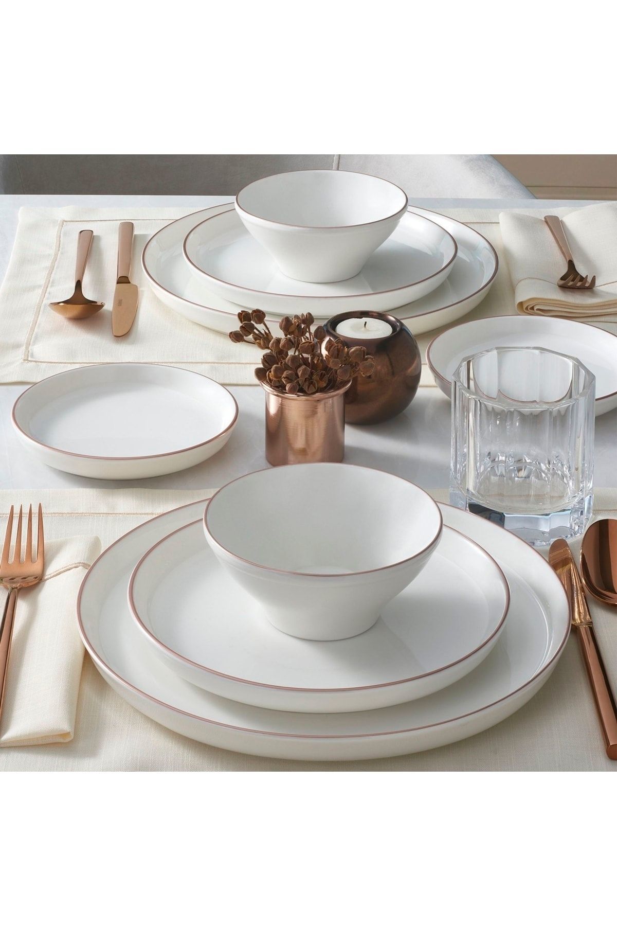 Bilbao 8 Parça 2 Kişilik Bone Yemek Takımı - Copper Bakır