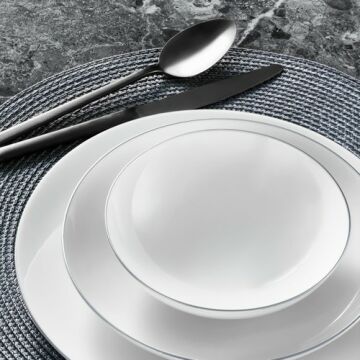 Güral Porselen Atina 12 Parça 4 Kişilik Bone Yemek Takımı - Gümüş