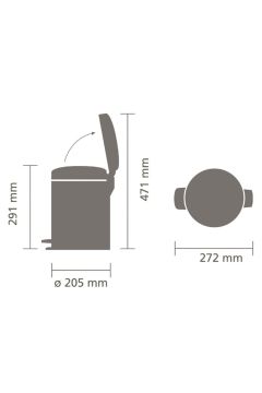 Brabantia Çöp Kutusu 5 Litre Newicon Pedallı Şampanya Rengi 304422