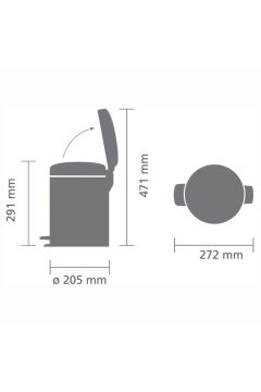 Brabantia Çöp Kutusu 5 Litre Newicon Pedallı Beton Gri 126284