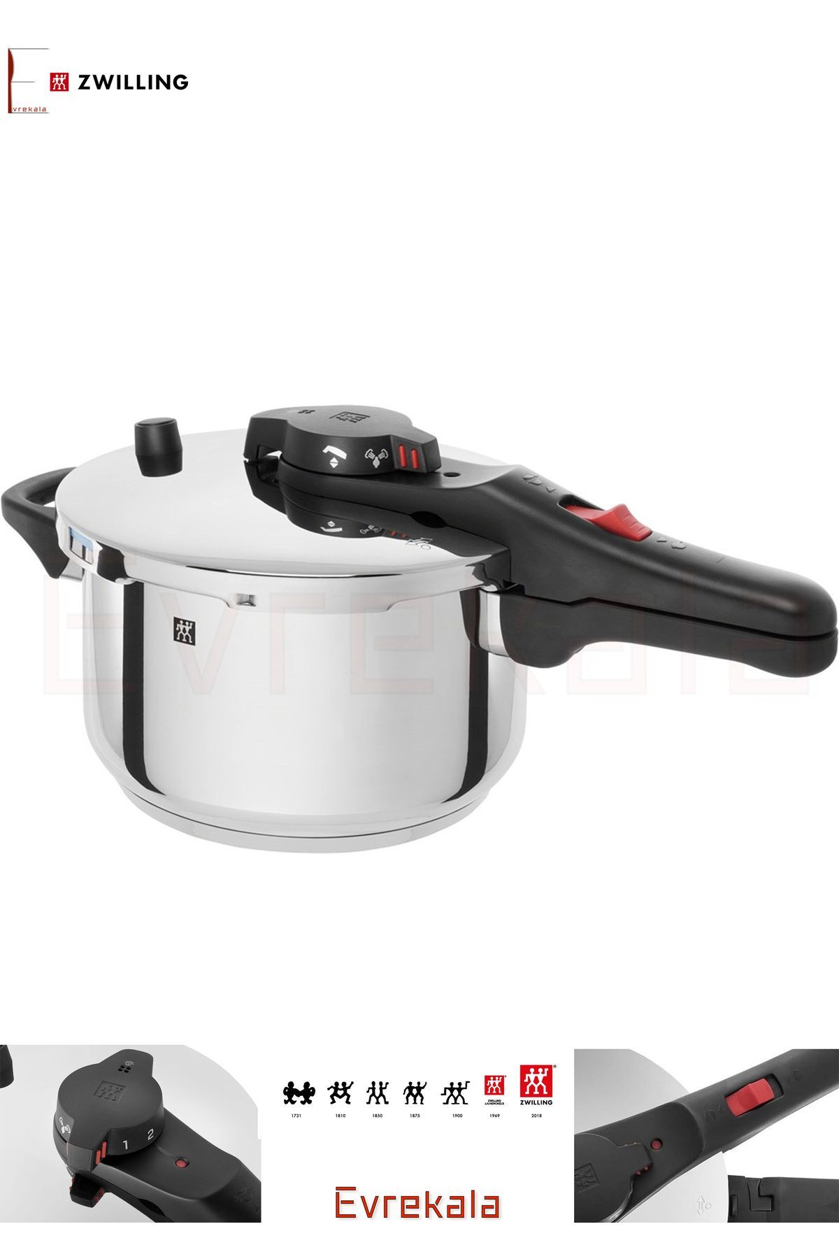 Evrekala Shop Düdüklü Tencere Zwilling Pressure Cooker-Yetkili Evrekala- 4 Lt Yeni Seri Pişirici Air