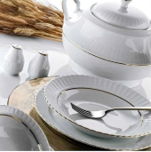 Güral Porselen Kütahya Porselen Sedef Yaldızlı 19 Cm Yemek Tabağı 6'lı