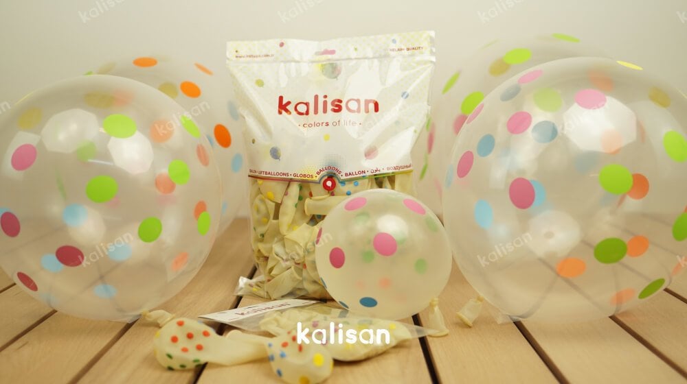 12'' Şeffaf Puantiye Baskılı Balon 100’lü