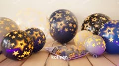 12'' Neon Yıldız Baskılı Balon 25’li