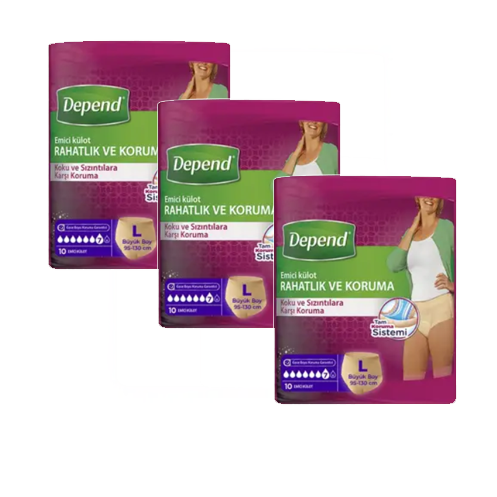 DEPEND EMİCİ KÜLOT BEZ 3X10 LU LARGE BAYAN