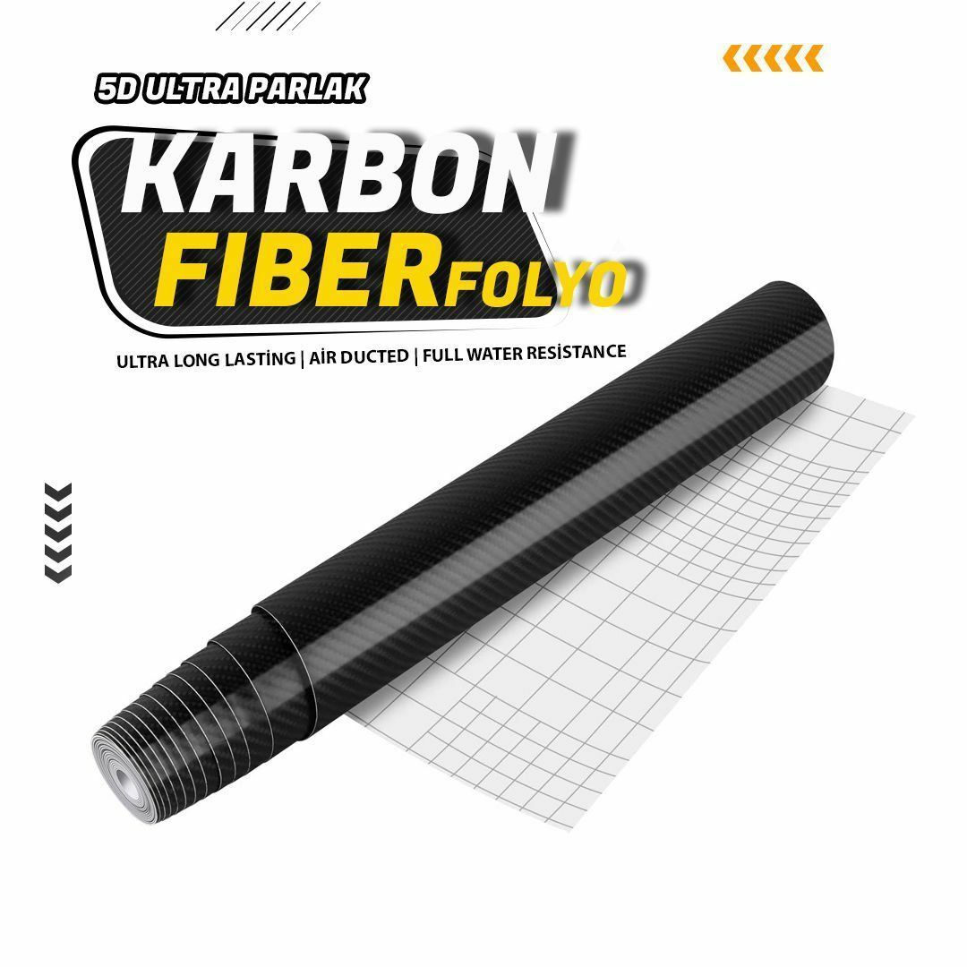 Karbon Fiber Folyo 5d Ultra Parlak Hava Kanallı 50CM X 152CM