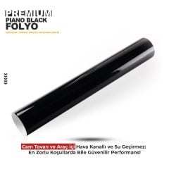 Piano Black  Siyah Cam Tavan Görünümlü Hava Kanallı Parlak Koruma Jelatinli Folyo  30CM x 152CM