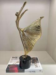 Mermer Kaideli İkili Balerin Dekor Gold