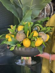 Yapay Limonlu tasarım Vazo /Siyah
