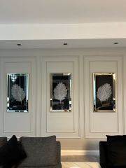 Ayna Çerçeveli Üçlü Yaprak Tablo Set