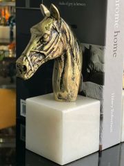 Pirinç At Kitap Tutucu Eskitme İkili
