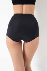 ANIL Kadın Mikro Kumaş Lazer Kesim Paça Külot Korse (2852) XL - Siyah