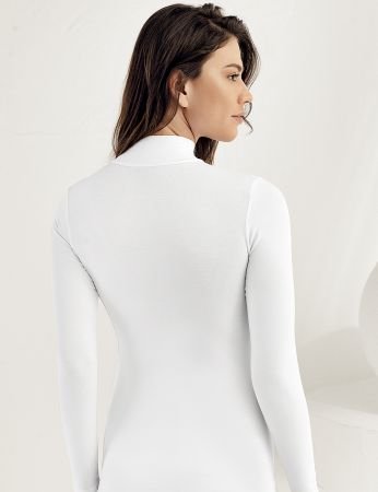 Şahinler Uzun Kollu Balıkçı Yaka Body Beyaz MB1036-BY