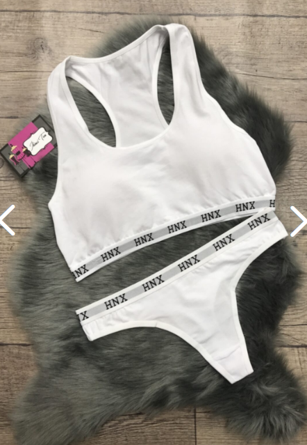Hnx Kadın Pedli Beyaz Sporcu Sütyen Tanga Set