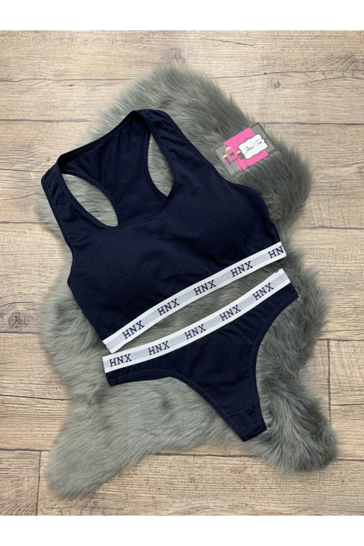Hnx Kadın Pedli Lacivert Sporcu Sütyen Tanga Set