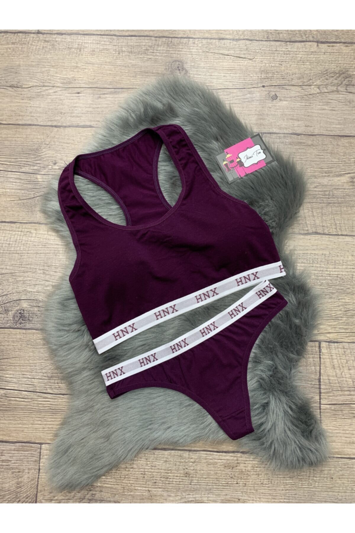 Hnx Kadın Pedli Mor Sporcu Sütyen Tanga Set