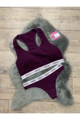 Hnx Kadın Pedli Mor Sporcu Sütyen Tanga Set
