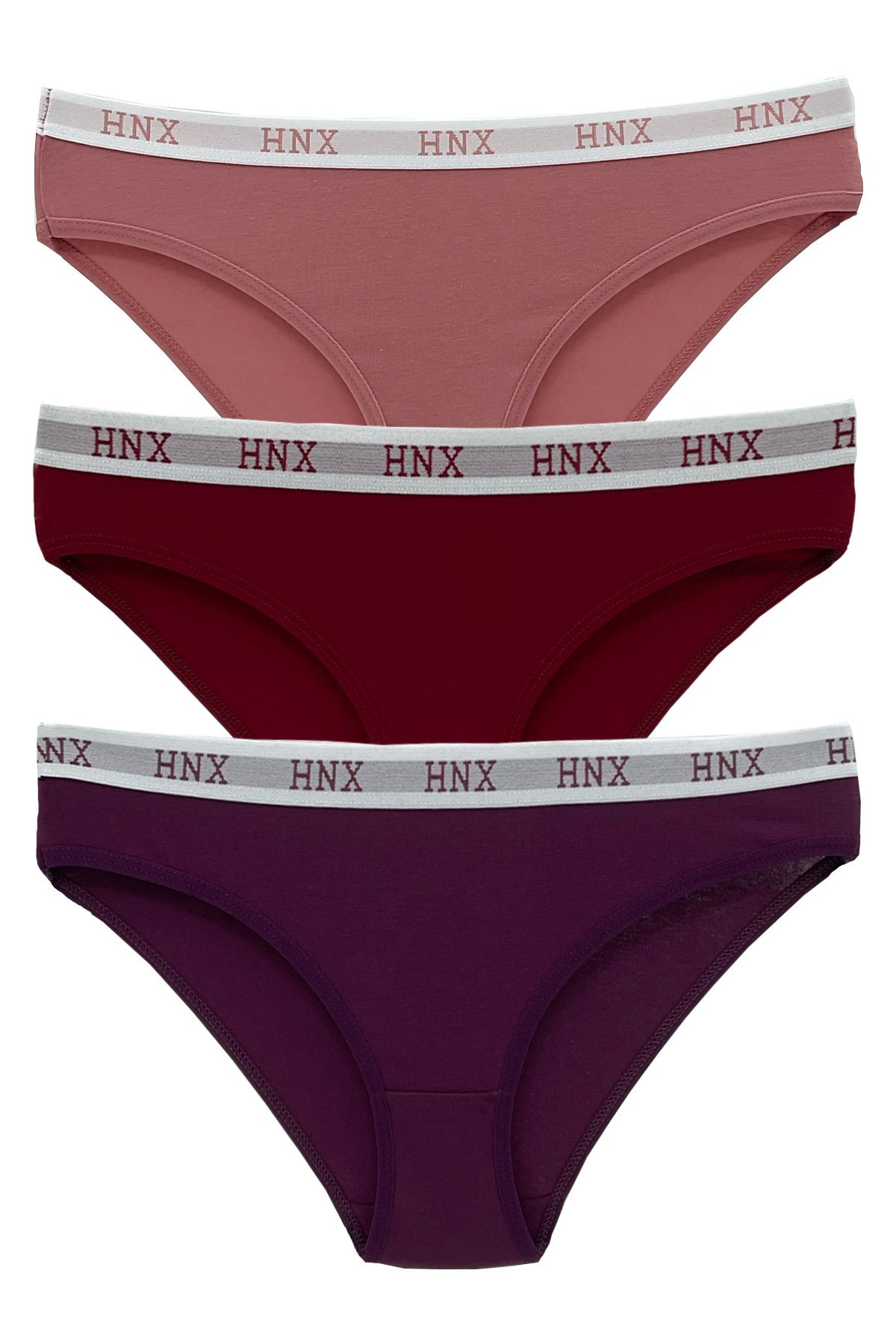 Hnx 3'lü Spor Slip Külot Bordo-Mor-Vizon