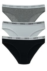 Hnx 3'lü Spor Slip Külot Gri-Beyaz-Siyah