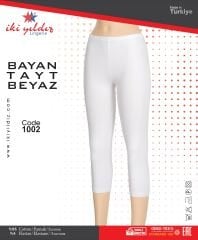İki Yıldız Likralı Diz Altı Tayt 1002 XL - Beyaz