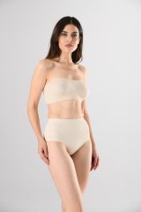 Miss Fit Kadın Siyah Dikişsiz Yüksek Bel Silikon Şerit Bel Detaylı Slip Külot Korse Inceltici Örme 33635