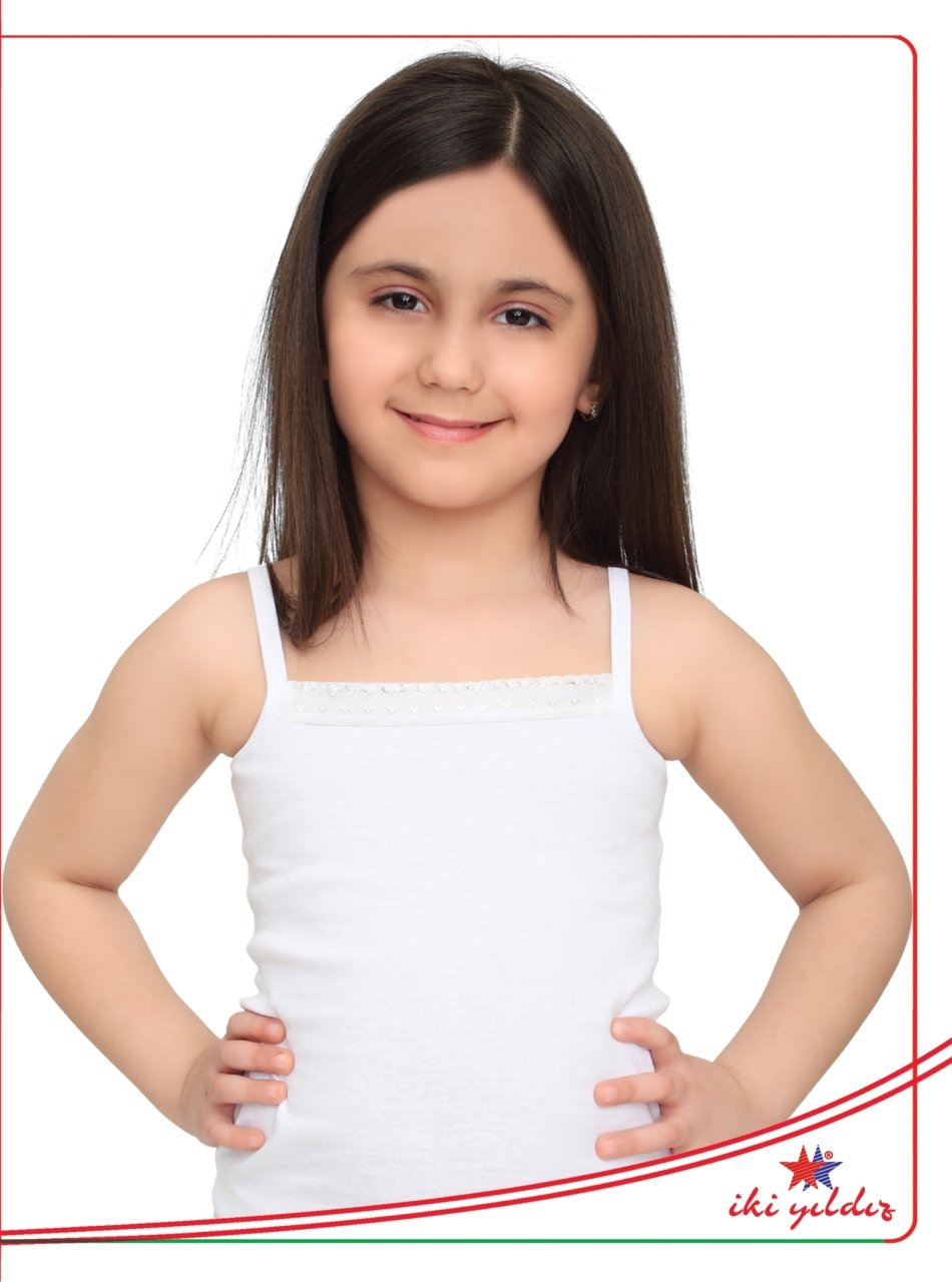 İki Yıldız Kız Çocuk % 100 Pamuklu Ribana İp Askılı Atlet 548