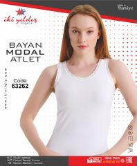 İki Yıldız Kadın Modal Kalpli Dantelli Atlet 63262