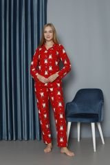 Işılay Kadın Boydan Düğmeli Süet Pijama Takım 0212