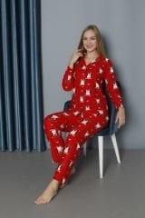Işılay Kadın Boydan Düğmeli Süet Pijama Takım 0212