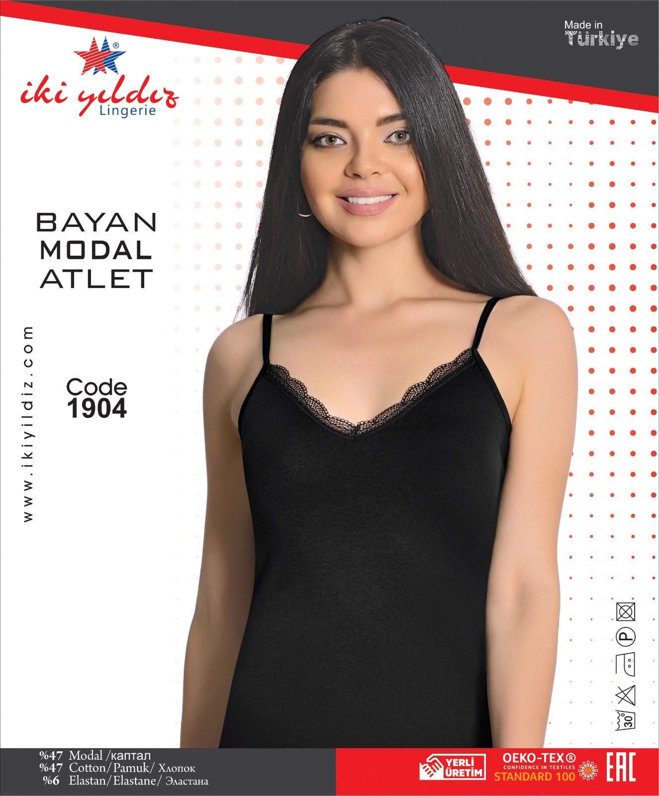 İki Yıldız Modal Dantelli İp Askılı Atlet 1904