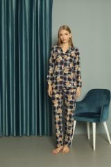 Işılay Kadın Boydan Düğmeli Süet Pijama Takım 0215