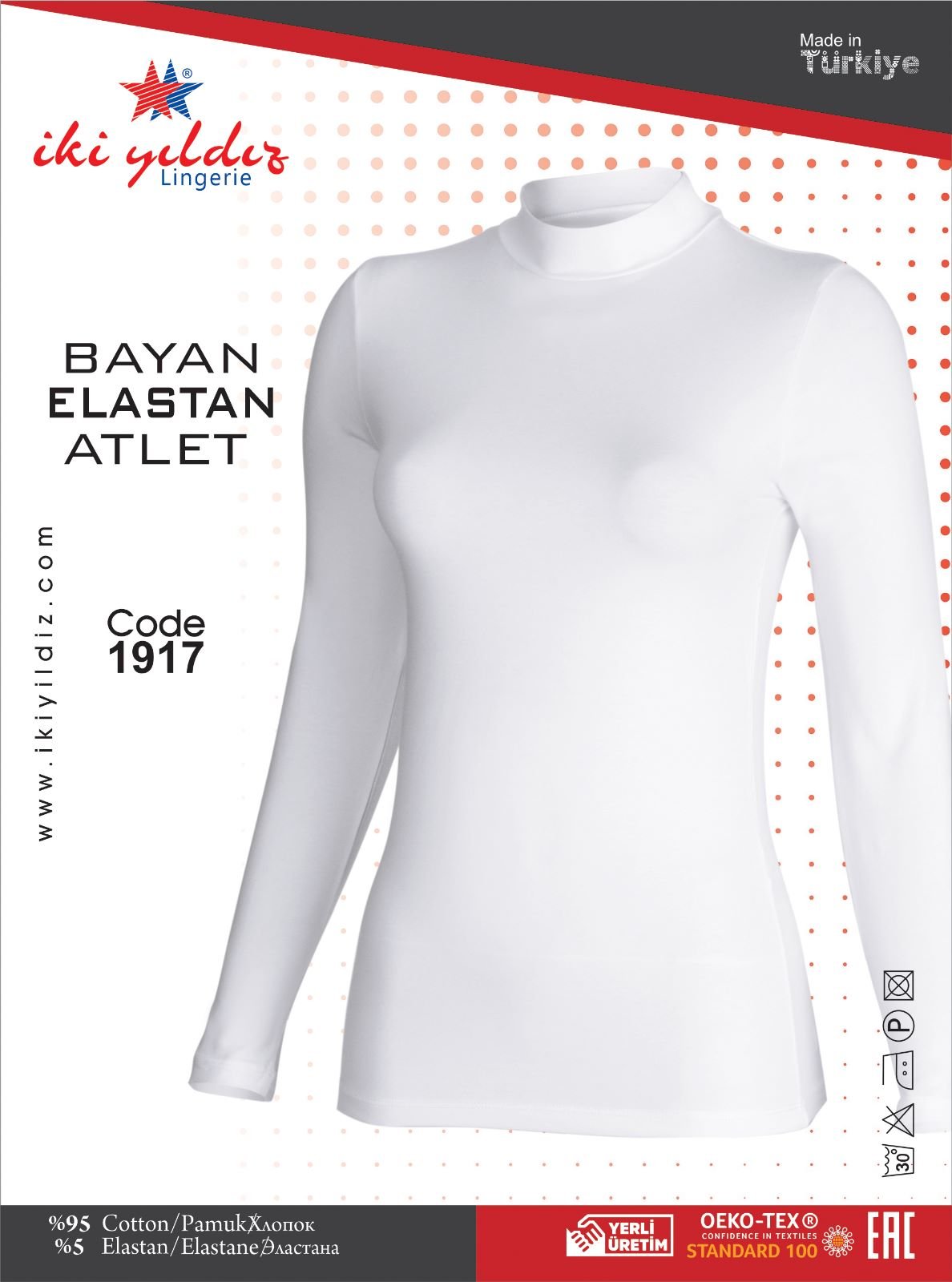 İki Yıldız Kadın Boğazlı Uzun Kol Body 1917