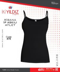 İki Yıldız Ribana Geniş Askılı Kadın Atlet 470