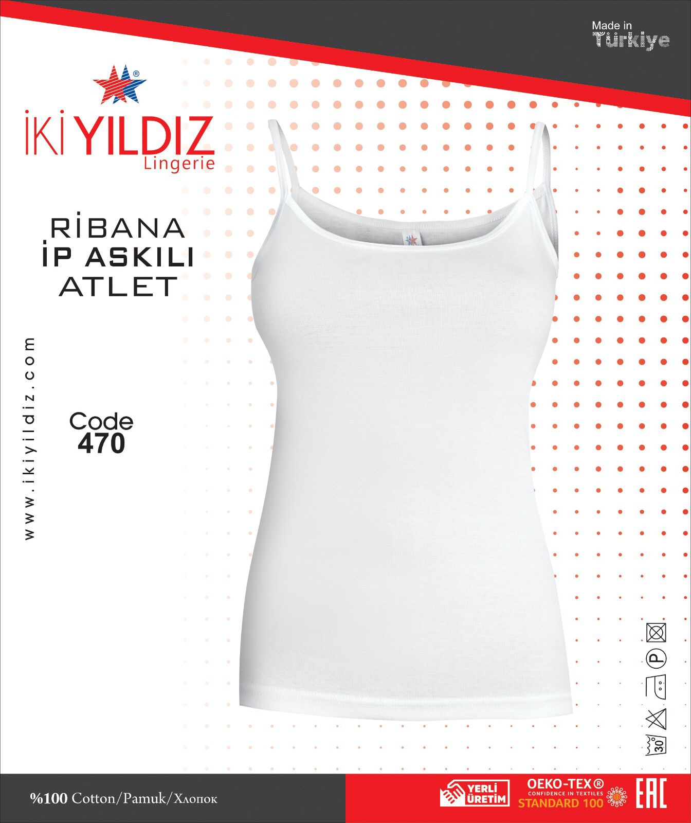 İki Yıldız Ribana Geniş Askılı Kadın Atlet 470 XXL - Beyaz