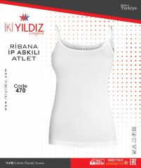 İki Yıldız Ribana Geniş Askılı Kadın Atlet 470 XXL - Beyaz