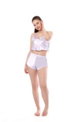 ikinciten lingerie Kadın Ayarlanabilir Askılı Saten Şortlu Takım
