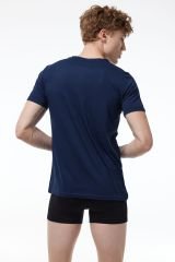 Malabadi Erkek Lacivert Basic Yuvarlak Yaka İnce Modal Yaz Serinliği Tshirt 084