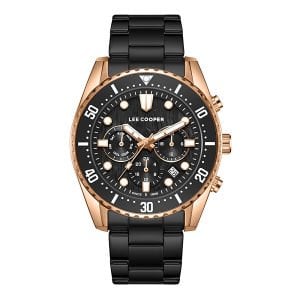 Lee Cooper LC08101.450 Siyah Kadranlı Rose Altın Çerçeveli Çelik Erkek Kol Saati