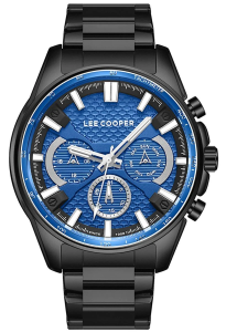 Lee Cooper LC08090.690 Mavi Kadranlı Siyah Çelik Erkek Kol Saati