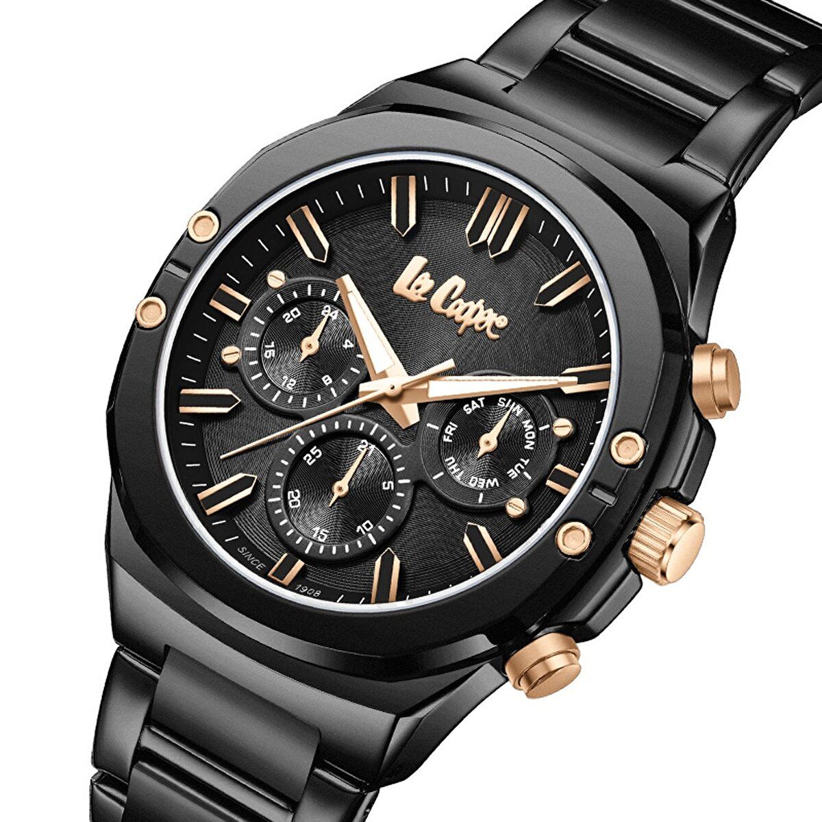 Lee Cooper LC07991.650 Erkek Kol Saati – Siyah ve Rose Gold Detaylı, Multifonksiyon Quartz Mekanizma