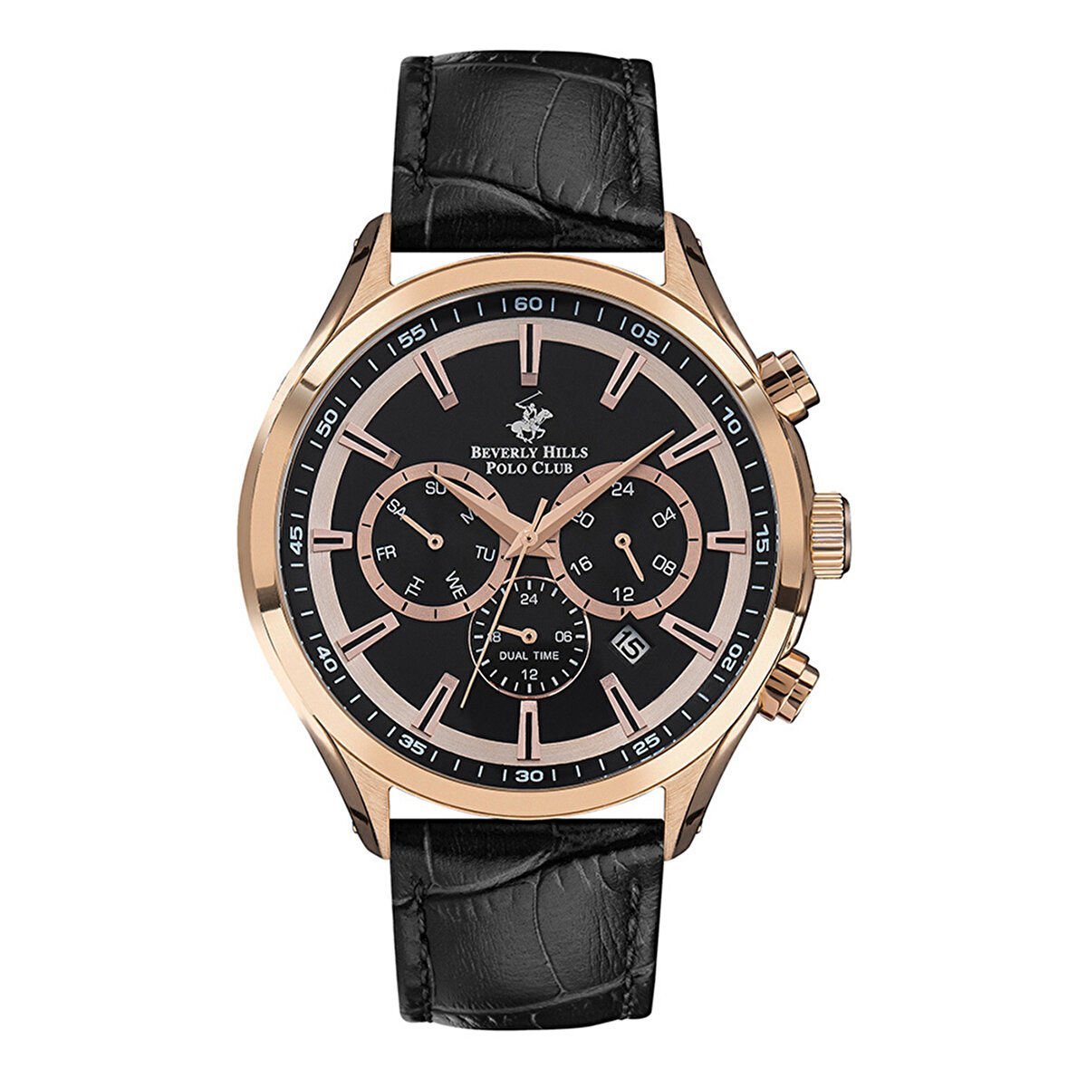 Beverly Hills Polo Club BP3112X.451 Erkek Kol Saati – Siyah Deri Kordonlu, Multifonksiyon Quartz Mekanizma