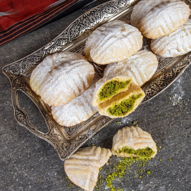 Antep Usulü Antep Fıstıklı Kerebiç Kurabiyesi ( Fıstıklı Kömbe )