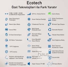 E.C.A. Ecotech ESA2112A100 R32 A++ 12000 Btu Inverter Duvar Tipi Klima