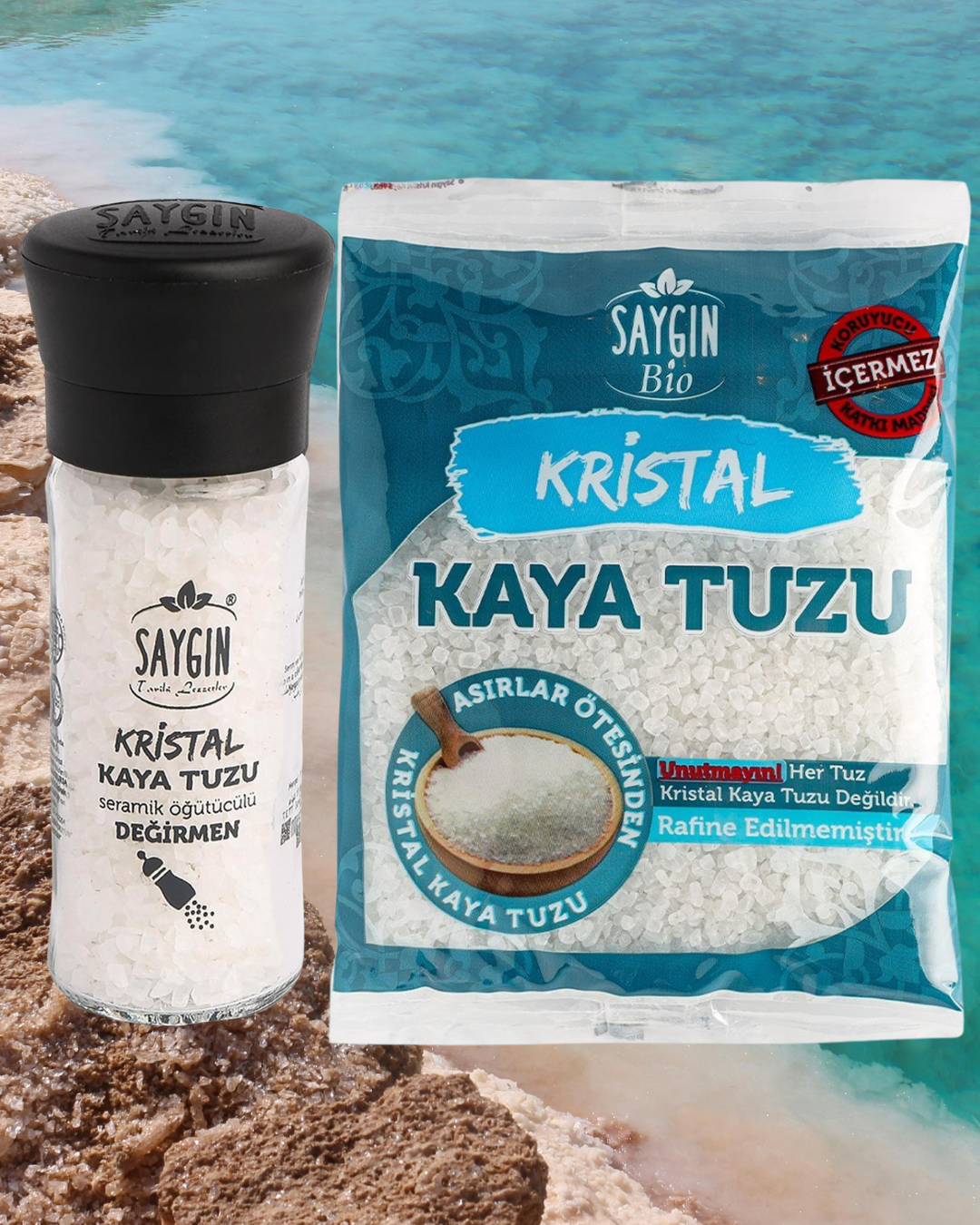DEĞİRMEN KAYA TUZU 110 GR + POŞET KAYA TUZU ÖĞÜTME 500 GR 2'Lİ SET