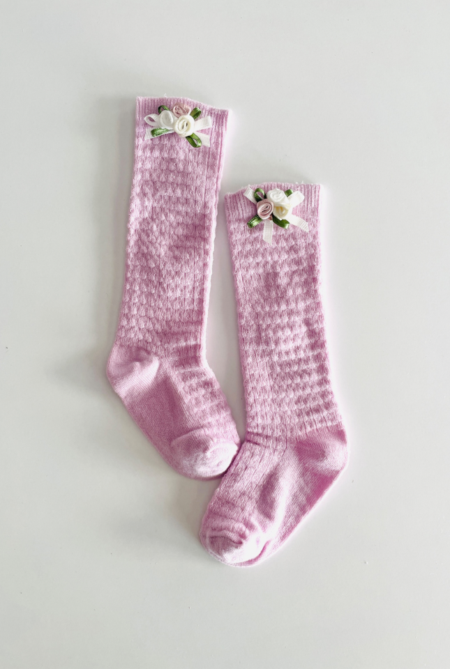 Lila Dizaltı Çorap Çiçekli