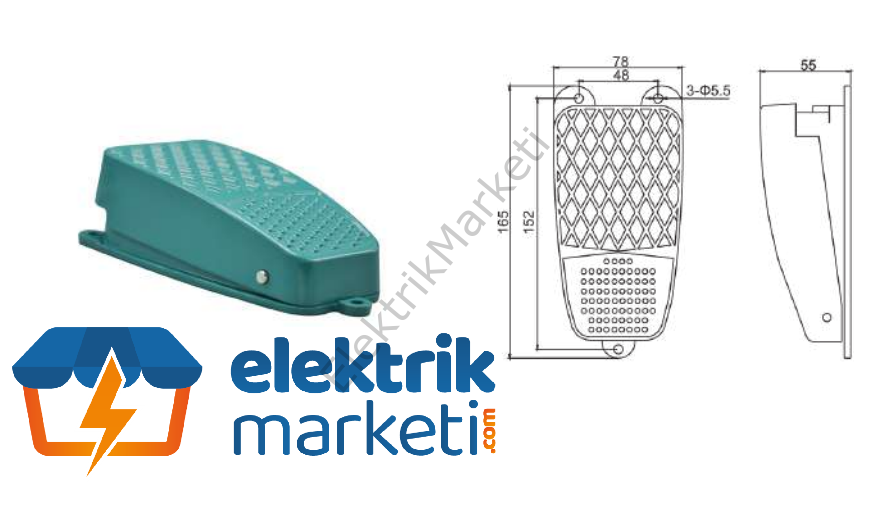 Alüminyum Döküm ayak Pedalı1mt Kablolu Switch