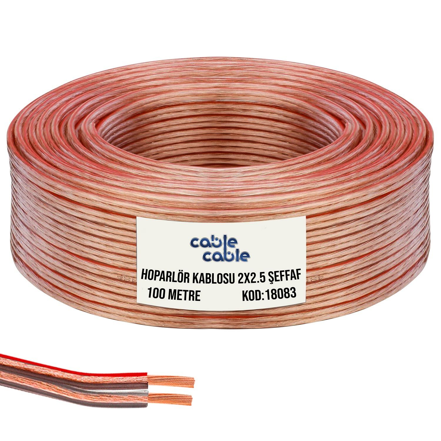 HOPARLÖR KABLOSU KORDON 2X2.5 ŞEFFAF 100MT CABLECABLE