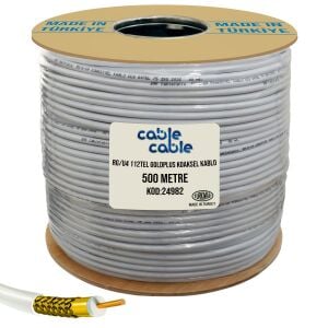 CABLECABLE Anten Kablosu Rg6 U4 1.02mm 112 Tel Gold Plus 500 Metre