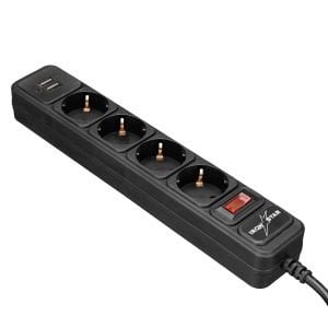 AKIM KORUMALI PRİZ DÖRTLÜ ANAHTARLI 1.8MT 2XUSB SPG3-B-10C
