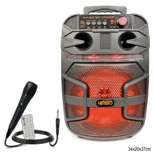AKTİF SEYYAR ANFİ EL MİKROFONLU 20CM 10W BT/USB/SD LEDLİ KIMISO QS-4007